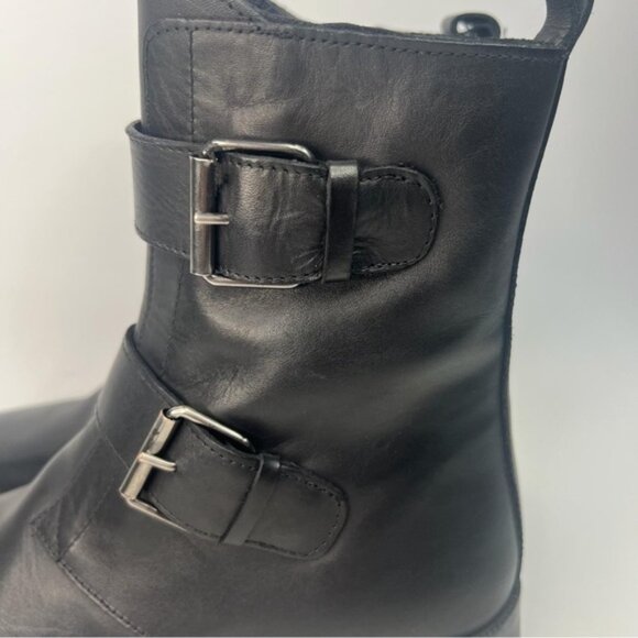 NWT EMANUELE CRASTO Italy🇮🇹Made Finest Italian LEATHER Boot Faux Double Buckle - Picture 8 of 16